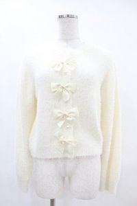 m petit by misako / NINA'Sコラボリボンニットカーディガン M オフ H-25-07-06-1067-LO-TO-NS-ZT0722B