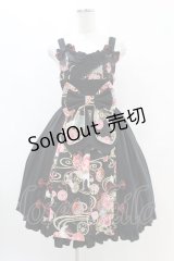 metamorphose / 花鳥風月〜乙女のはなごろも〜 プリーツジャンパースカート(草柄リボン) Free 黒紅 H-25-07-06-1033-ME-OP-NS-ZH