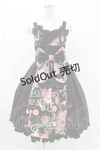 metamorphose / 花鳥風月〜乙女のはなごろも〜 プリーツジャンパースカート(草柄リボン) Free 黒紅 H-25-07-06-1033-ME-OP-NS-ZH