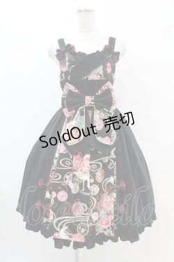 画像1: metamorphose / 花鳥風月〜乙女のはなごろも〜 プリーツジャンパースカート(草柄リボン) Free 黒紅 H-25-07-06-1033-ME-OP-NS-ZH