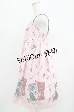画像2: Emily Temple cute / 音符＆ネコハイウエストノースリーブワンピース  ピンク H-25-07-06-001-ET-OP-KB-ZH