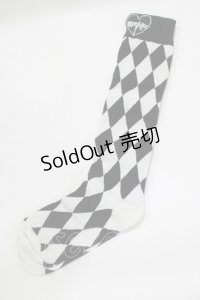 MORPH8NE / SLINKY HIGH KNEE SOCKS  黒×白 H-25-07-06-066-PU-ZA-KB-ZH
