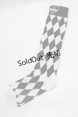 画像1: MORPH8NE / SLINKY HIGH KNEE SOCKS  黒×白 H-25-07-06-066-PU-ZA-KB-ZH