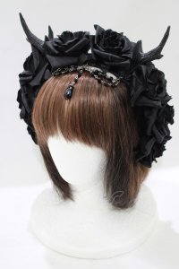 Restyle / Antlers roses and beads  黒 H-25-07-06-068-GO-AC-KB-ZH