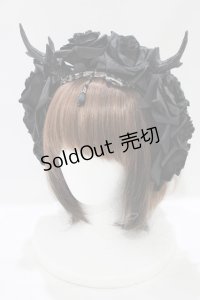 Restyle / Antlers roses and beads  黒 H-25-07-06-069-GO-AC-KB-ZH
