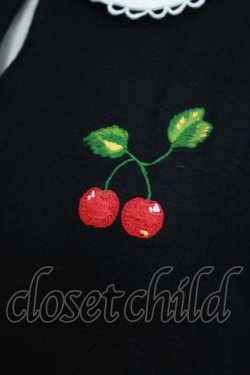 画像4: MILK / チェリー刺繍カットソー  黒 H-25-07-06-022-ML-TO-KB-ZH