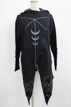 画像1: ROGUE+WOLF / Moon Star Cardigan with oversized hood L 黒 H-25-07-06-026-PU-TO-KB-ZH