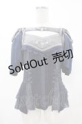 Ozz oneste / alys rose刺繍使い 2way frillカットソー  紺 H-25-07-07-043-OO-TO-KB-ZH