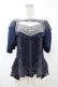 画像1: Ozz oneste / alys rose刺繍使い 2way frillカットソー  紺 H-25-07-07-043-OO-TO-KB-ZH (1)