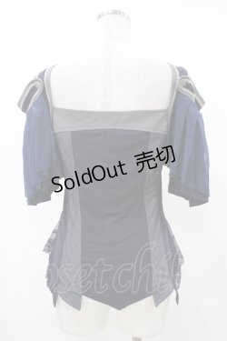 画像2: Ozz oneste / alys rose刺繍使い 2way frillカットソー  紺 H-25-07-07-043-OO-TO-KB-ZH