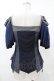 画像2: Ozz oneste / alys rose刺繍使い 2way frillカットソー  紺 H-25-07-07-043-OO-TO-KB-ZH (2)