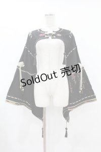 Ozz oneste / 着物袖和柄ショートジャケット  黒×金 H-25-07-07-045-OO-JA-KB-ZH