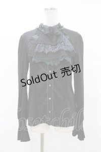 OZZ ANGELO / レースジャボ付ブラウス  黒 H-25-07-07-046-OO-BL-KB-ZH