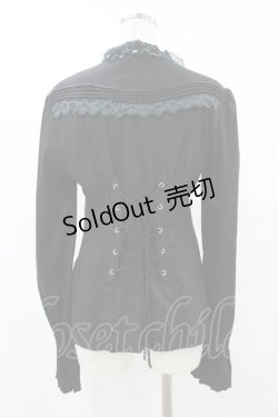 画像2: OZZ ANGELO / レースジャボ付ブラウス  黒 H-25-07-07-046-OO-BL-KB-ZH