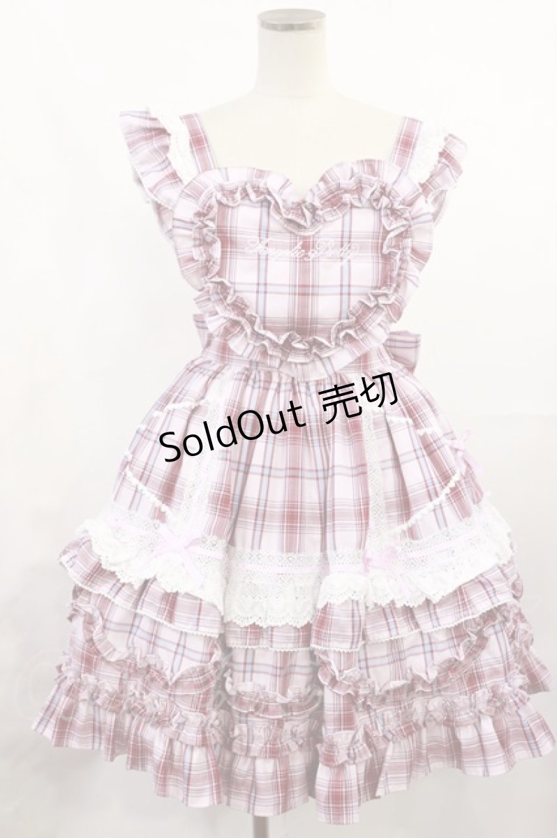 画像1: Angelic Pretty / Heart胸あて付スカート(タータン) Free ピンク H-25-07-07-1009-AP-OP-NS-ZH (1)