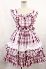画像1: Angelic Pretty / Heart胸あて付スカート(タータン) Free ピンク H-25-07-07-1009-AP-OP-NS-ZH (1)