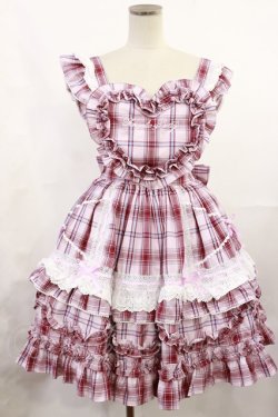 画像1: Angelic Pretty / Heart胸あて付スカート(タータン) Free ピンク H-25-07-07-1009-AP-OP-NS-ZH