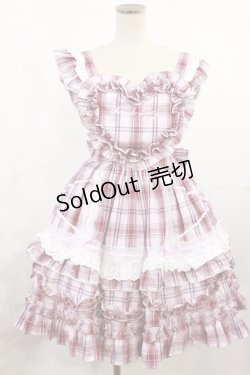 画像1: Angelic Pretty / Heart胸あて付スカート(タータン) Free ピンク H-25-07-07-1009-AP-OP-NS-ZH