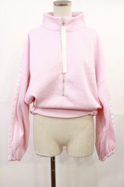 画像1: milklim / ライン入りZIPトレーナー Free ピンク H-25-07-07-1025-LO-TO-NS-ZH
