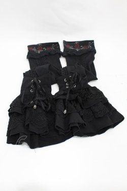 画像1: Ozz oneste / 薔薇刺繍編上げレースアームカバー  黒 H-25-07-07-002-OO-ZA-KB-ZH