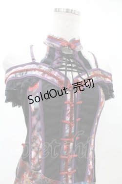画像4: Ozz oneste / ホルターチャイナ和柄キャミ  黒×紫 H-25-07-07-010-OO-TO-KB-ZH