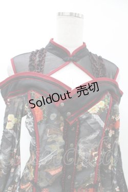 画像4: Ozz oneste / 着物風レイヤード和柄トップス  黒×赤 H-25-07-07-011-OO-TO-KB-ZH
