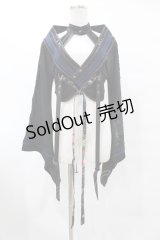 Ozz oneste / チョーカー風ホルター着物袖ボレロ  黒×ネイビー H-25-07-07-012-OO-TO-KB-ZH