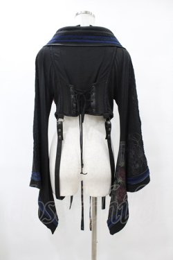 画像2: Ozz oneste / チョーカー風ホルター着物袖ボレロ  黒×ネイビー H-25-07-07-012-OO-TO-KB-ZH