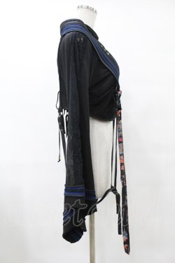 画像3: Ozz oneste / チョーカー風ホルター着物袖ボレロ  黒×ネイビー H-25-07-07-012-OO-TO-KB-ZH