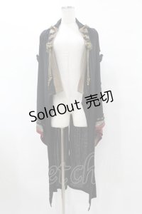 Ozz oneste / チャイナメッシュロングカーデ  黒×金 H-25-07-07-014-OO-TO-KB-ZH