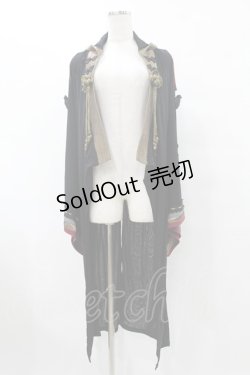 画像1: Ozz oneste / チャイナメッシュロングカーデ  黒×金 H-25-07-07-014-OO-TO-KB-ZH