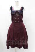 Ozz oneste / 薔薇刺繍サイドプリーツジャンパースカート  ボルドー×ネイビー H-25-07-07-020-OO-OP-KB-ZH