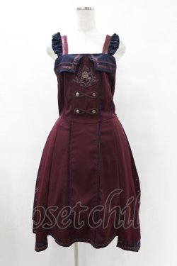 画像1: Ozz oneste / 薔薇刺繍サイドプリーツジャンパースカート  ボルドー×ネイビー H-25-07-07-020-OO-OP-KB-ZH