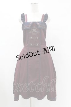 画像1: Ozz oneste / 薔薇刺繍サイドプリーツジャンパースカート  ボルドー×ネイビー H-25-07-07-020-OO-OP-KB-ZH