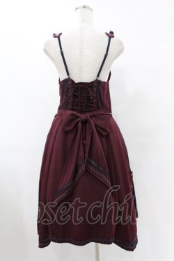 画像2: Ozz oneste / 薔薇刺繍サイドプリーツジャンパースカート  ボルドー×ネイビー H-25-07-07-020-OO-OP-KB-ZH