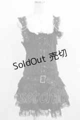 Drug Honey / レースフリルストライプワンピース  黒 H-25-07-08-1037-PU-OP-KB-ZH