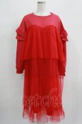 Candy Stripper / DOT TULLE SWITCHED ONE-PIECE  レッド H-25-07-08-1039-PU-OP-KB-ZH