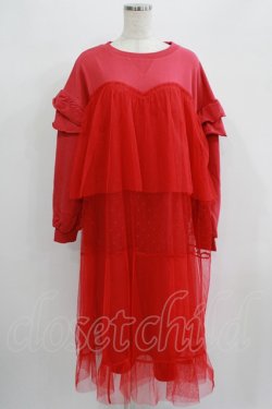 画像1: Candy Stripper / DOT TULLE SWITCHED ONE-PIECE  レッド H-25-07-08-1039-PU-OP-KB-ZH