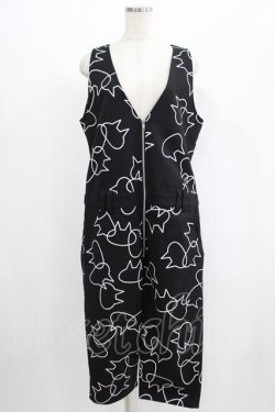画像1: MINT NeKO / バブルネコサロペットパンツ  黒 H-25-07-08-1045-HN-PA-KB-ZH