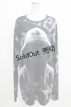 画像1: NieR Clothing / プリントロングトップス  黒 H-25-07-08-1046-PU-TO-KB-ZH