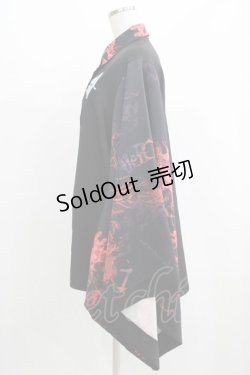 画像2: NieR Clothing / 着物風袖シャツ  黒×赤 H-25-07-08-1050-PU-BL-KB-ZH