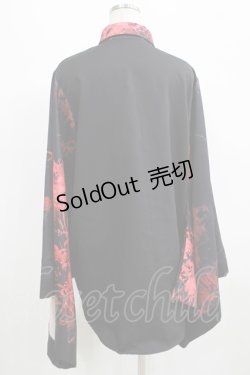 画像3: NieR Clothing / 着物風袖シャツ  黒×赤 H-25-07-08-1050-PU-BL-KB-ZH