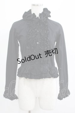 画像1: CHOICE / フリルブラウス  黒 H-25-07-08-1051-PU-BL-KB-ZH