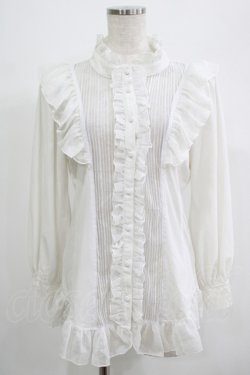 画像1: Qutie Frash / ストライプ切替ブラウス  白 H-25-07-08-1052-QU-BL-KB-ZH