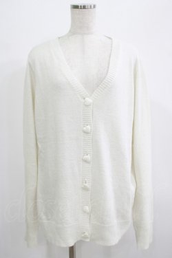 画像1: Candy Stripper / HEART BUTTON CARDIGAN  ホワイト H-25-07-08-1054-PU-TO-KB-ZH