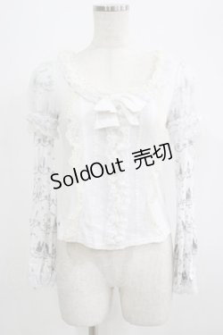 画像1: FRILL / プリント切替フリルカットソー  白 H-25-07-08-1058-HN-TO-KB-ZH