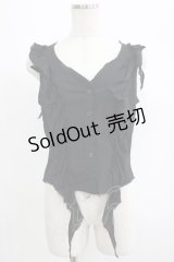 BPN / 羽根風ダメージノースリーブブラウス  黒 H-25-07-08-1062-GO-BL-KB-ZH