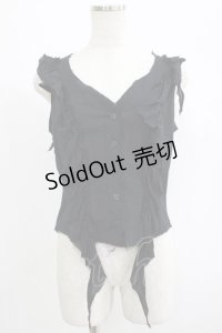 BPN / 羽根風ダメージノースリーブブラウス  黒 H-25-07-08-1062-GO-BL-KB-ZH