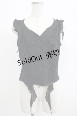 画像1: BPN / 羽根風ダメージノースリーブブラウス  黒 H-25-07-08-1062-GO-BL-KB-ZH