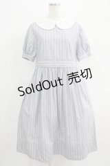 Jane Marple / Marine Stripeカットワークカラーのワンピース  サックス H-25-07-08-1008-JM-OP-KB-ZH